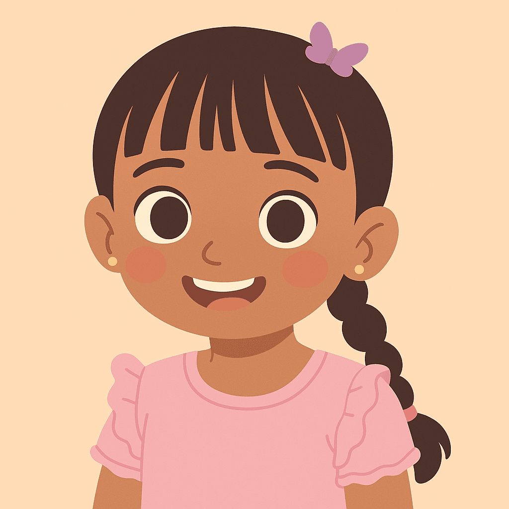 Cartoon portrait of Rehansa, age 6