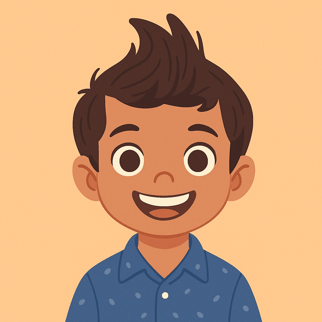 Cartoon portrait of Revon, age 8
