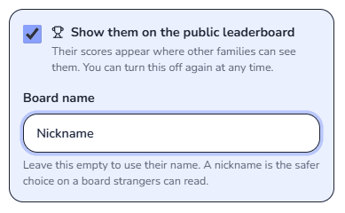 Show them on the public leaderboard.